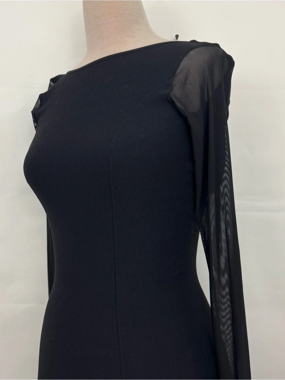 NWT Free People Intimately Scorpio Black Mesh Sleeve Bodycon Dress XS/S